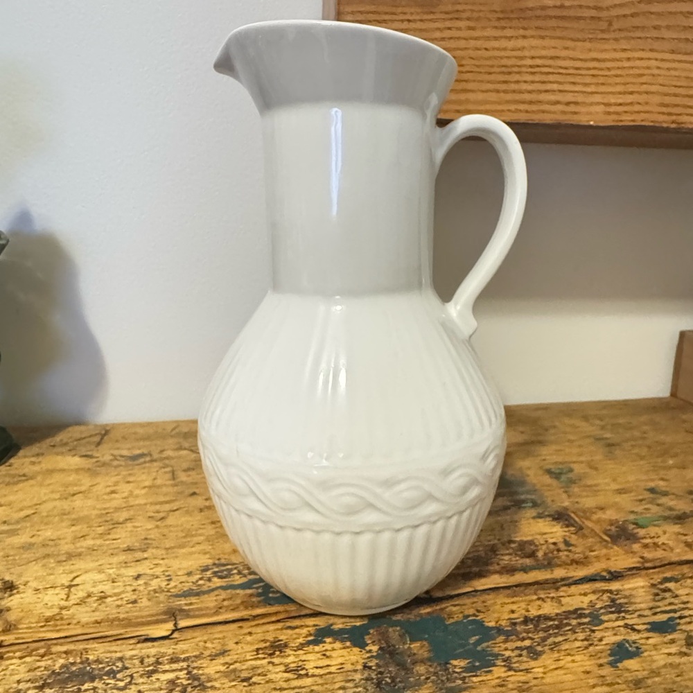 Vintage White Ceramic Pitcher by Hall China Co.